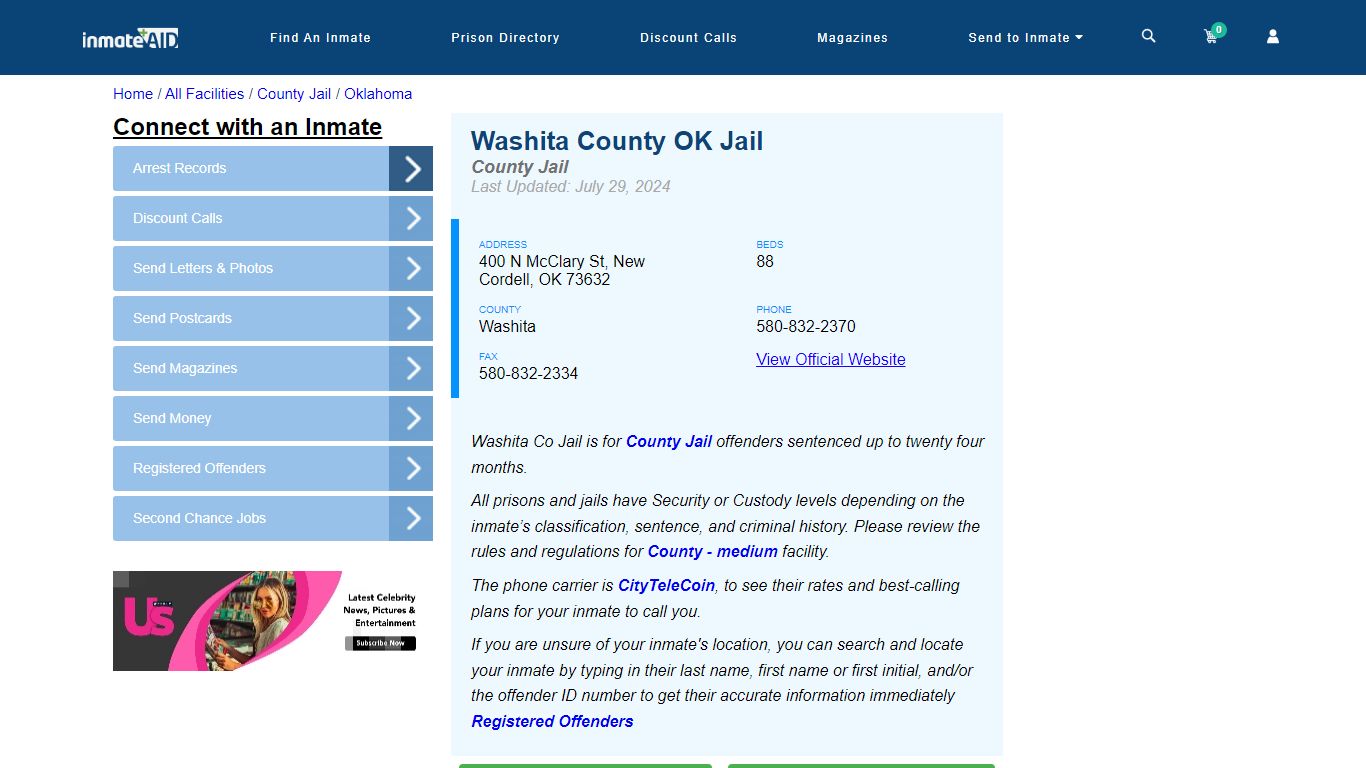 Washita County OK Jail - Inmate Locator